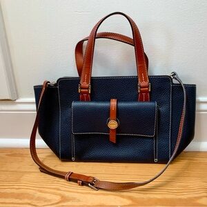 Dooney & Bourke Black and Brown Satchel with Structured Design